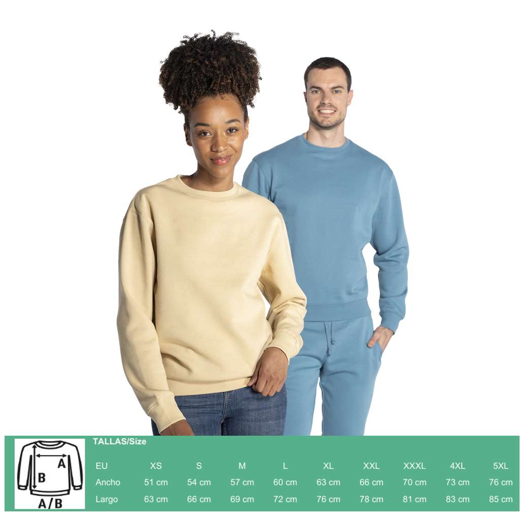 Guía de tallas de las sudaderas unisex que usamos