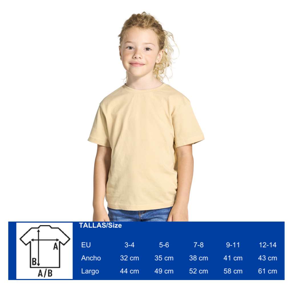 Guía de tallas de las camisetas infantiles unisex que usamos